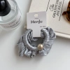 Satin pearl hair band with matte texture, large intestine band that makes you look fairer and slimmer, hair tie with leather band, a girlish hair tie Item Picture